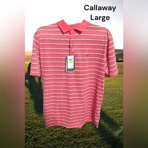 Callaway Golf, Medium, Color Sun kissed coral, short sleeve pullover. K30